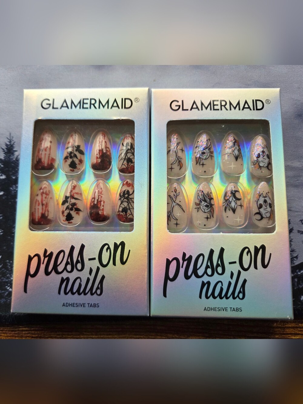 GLAMERMAID - Floral Black on Nude & Nude With Witchy Designs Sets